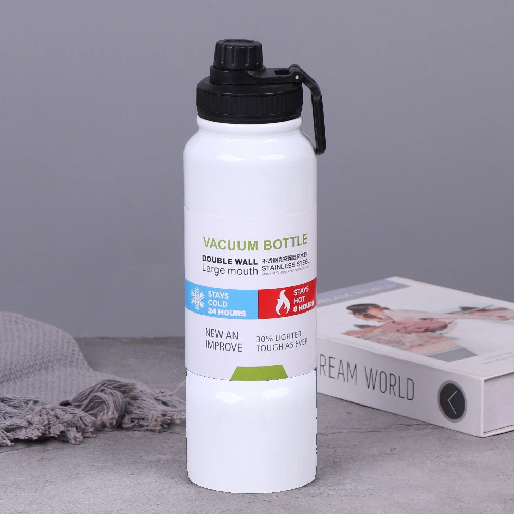 800ml Thermal Sports Bottle - Hot & Cold Stainless Steel Flask